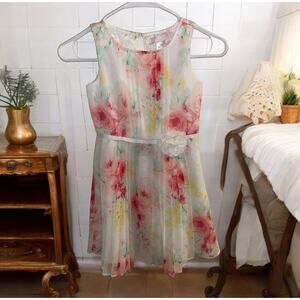 Janie And Jack Girls Pink And White Floral Sleeveless Sunday‎ Dress Size 6